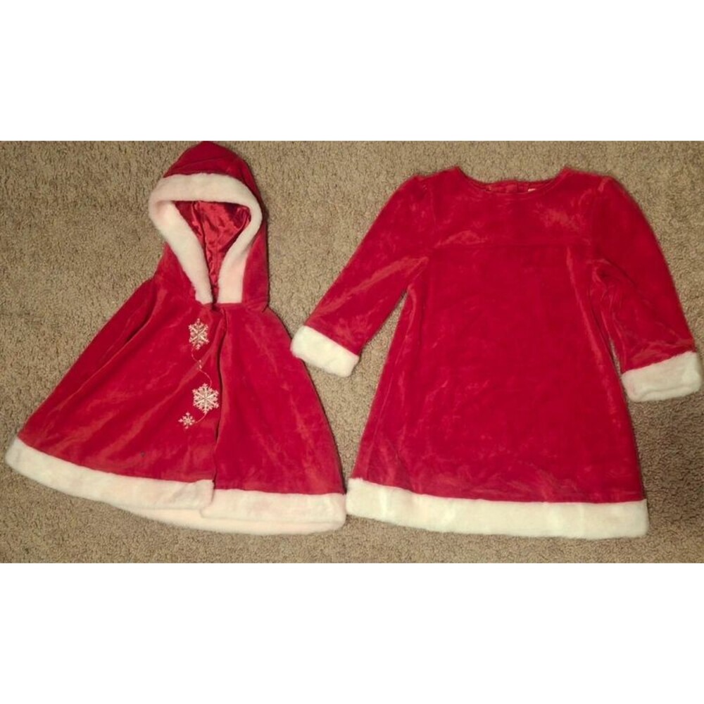 Vintage Miniwear brand Santa dress w/matching hooded cape